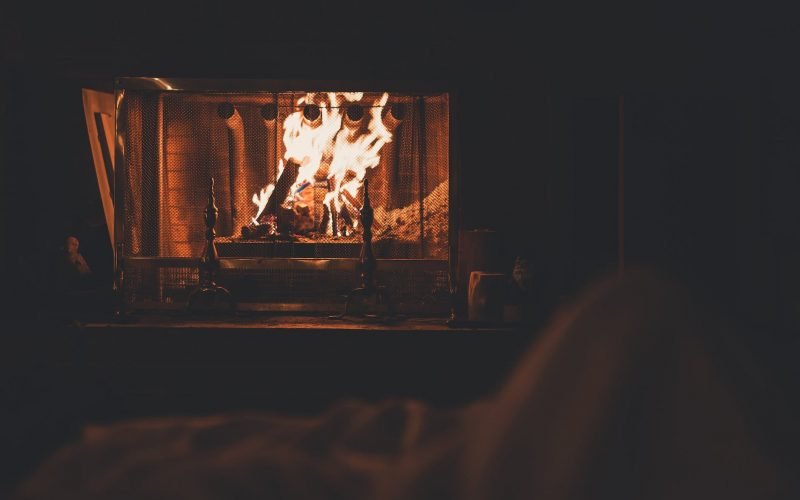 firewood burning in fireplace